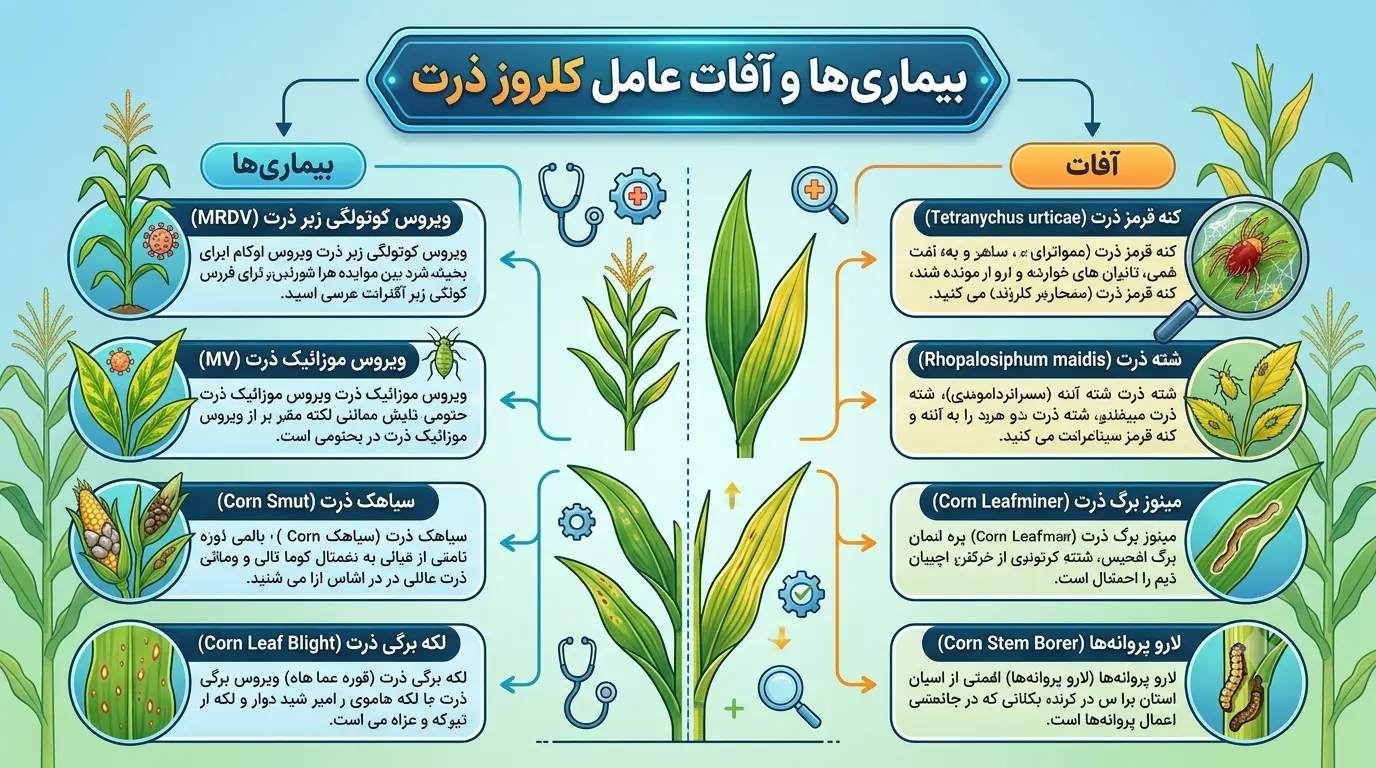 علت زرد شدن برگ ذرت
