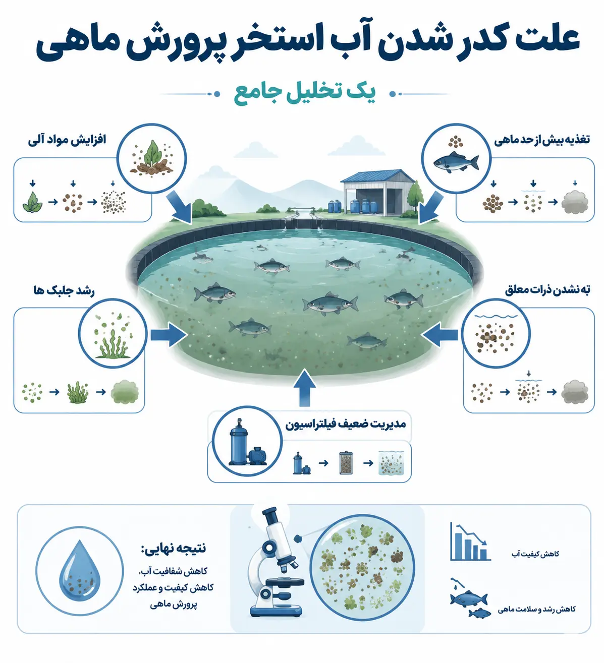 علت کدر شدن آب استخر پرورش ماهی