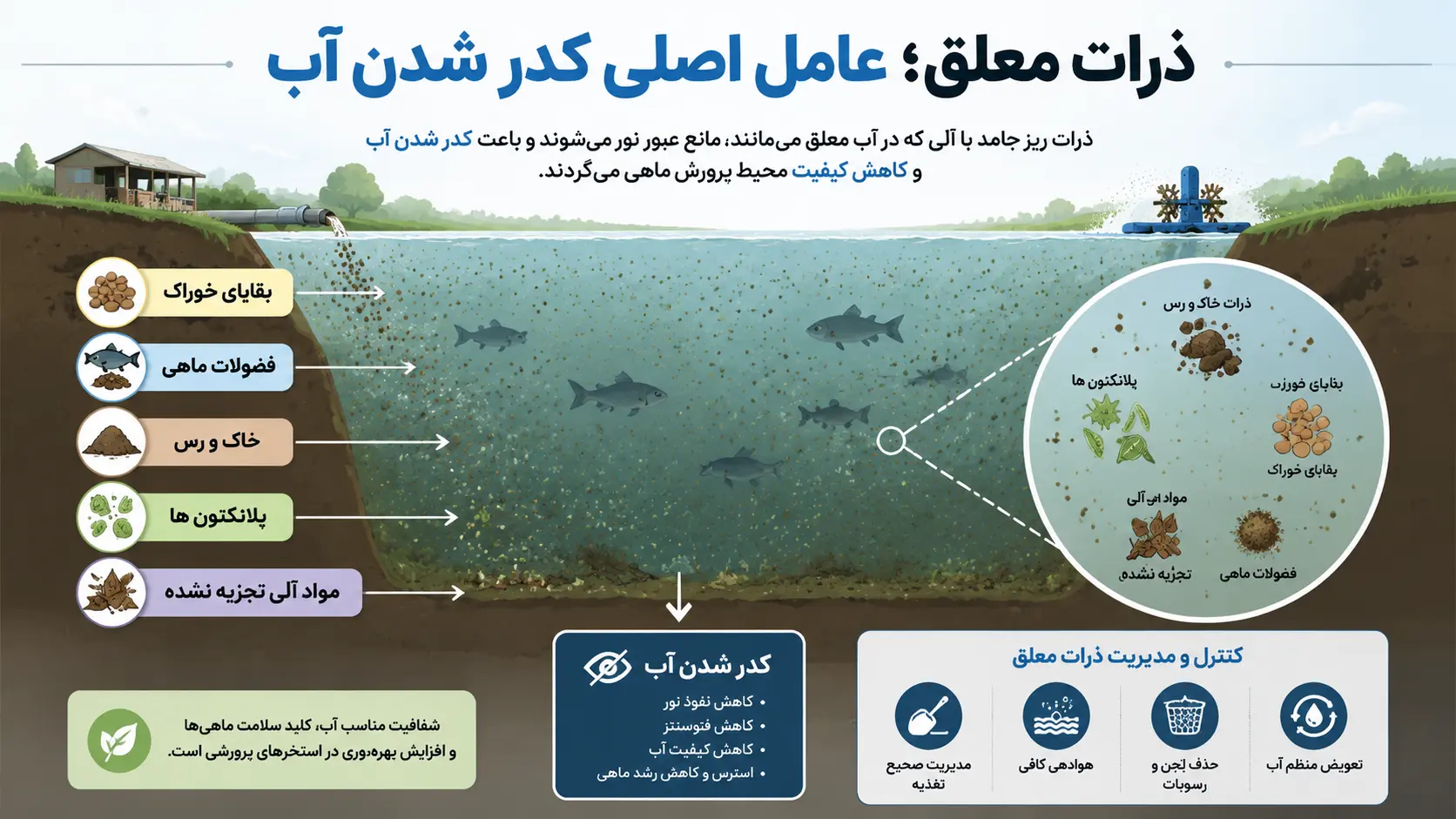 علت کدر شدن آب استخر پرورش ماهی