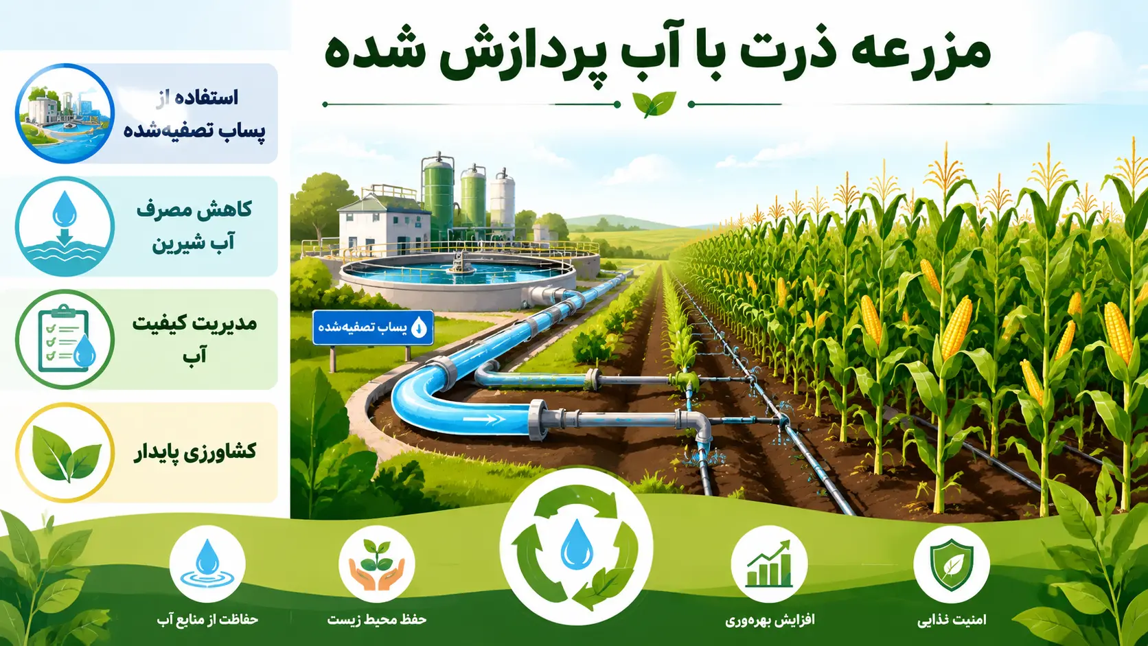 افزایش عملکرد و کاهش اثرات شوری در مزارع ذرت با آب پردازش شده