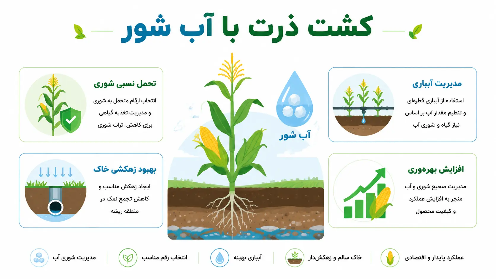 افزایش عملکرد و کاهش اثرات شوری در مزارع ذرت با آب پردازش شده